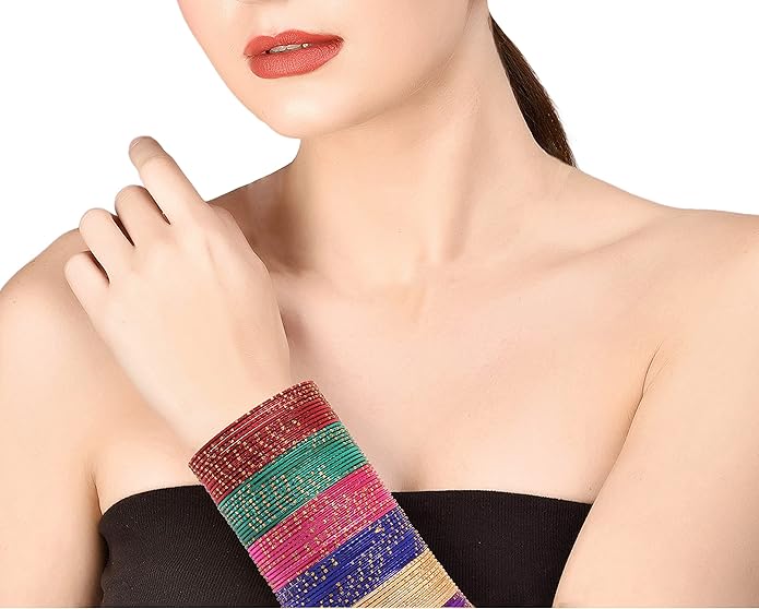 Touchstone indian bangles bracelets for women colorful churiyan set return gifts jewelry chudiya bulk pack bollywood metal bangle sets 12 textured vintage colors. Set of 144