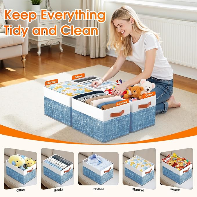 Collapsible Storage Baskets for Shelves, 4 Pack Foldable Fabric Storage Bins - Image 4