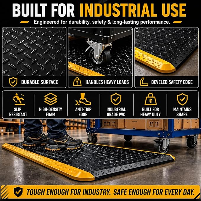 3' x 5' ESD Anti-Fatigue Conductive Mat, Durable Heavy Duty Diamond Plate - Image 5