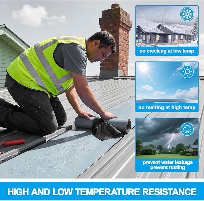 8in x 16.5ft Roof Waterproof Tape, Heavy Duty TPU Self-Adhesive Leak Repair - Image 7