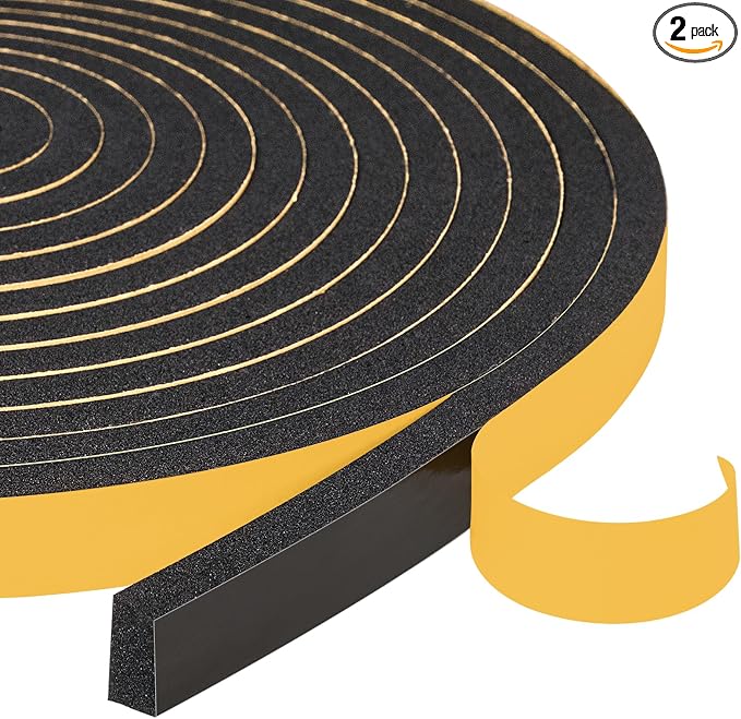 Yotache Weather Stripping Door Seal Strip 1/2 x 1/4 inch, 26Ft | 2 Rolls x 13Ft by yotache