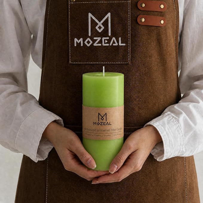 MOZEAL 3" x 4" Hand-Poured Unscented Candle, Dripless Pillar Candle Set of 3 - Image 2