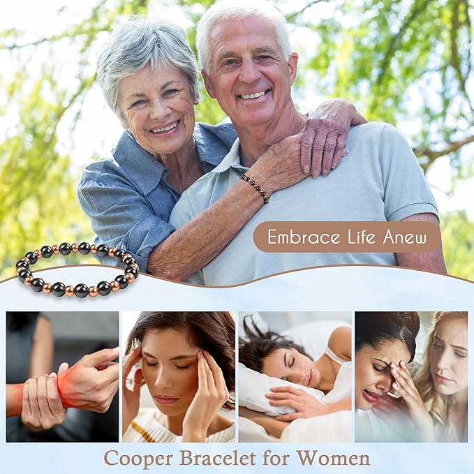 Copper Bracelets for Women Magnetic Bracelet as Valentines Gifts for Women,Dainty Copper Jewelry with 3800 Gauss Magnets, Birthday Gifts for Her Stretch Hematite Bead Braclets Pulseras Para Mujer