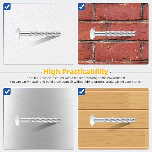 Glarks 50pcs 6.5 x 55mm Thread Twist Nail Kit, Zinc Plated Cement Nails - Image 6