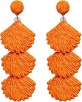 Raffia Dangle Earrings for Women - Boho Statement Rattan Drop Jewelry with Shell Design, Lightweight Summer Beach Trendy Accessories