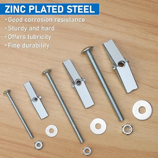 200 Pcs 1/8 Inch 50 Sets Heavy Duty Metal Drywall Anchors Kit | Toggle Bolts - Image 7