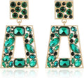 Rhinestone Rectangle Statement Earrings Colorful Crystal Geometric Drop Dangle Earrings for Women Prom Party