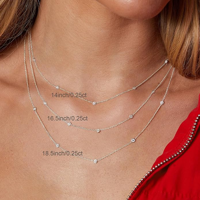 VRIUA Necklaces for Women - 14K Gold/Silver Plated Dainty Chain Necklace with Five Charms: Diamond, Bow, Snowflake, Cross, Flower, Clover, Butterfly, Heart, Star of David, and Star Trendy Jewelry