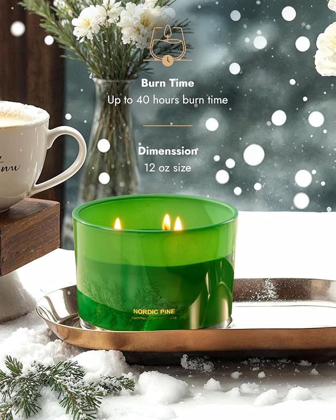 Luxury Pine Soy Candle | Large 3 Wick Jar Candle | Up to 40 Hours Burning Time - Image 3