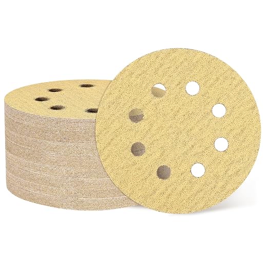 HARFINGTON 100Pcs 5Inch Sanding Discs 80Grit Yellow Aluminum Oxide 8 Hole | by HARFINGTON