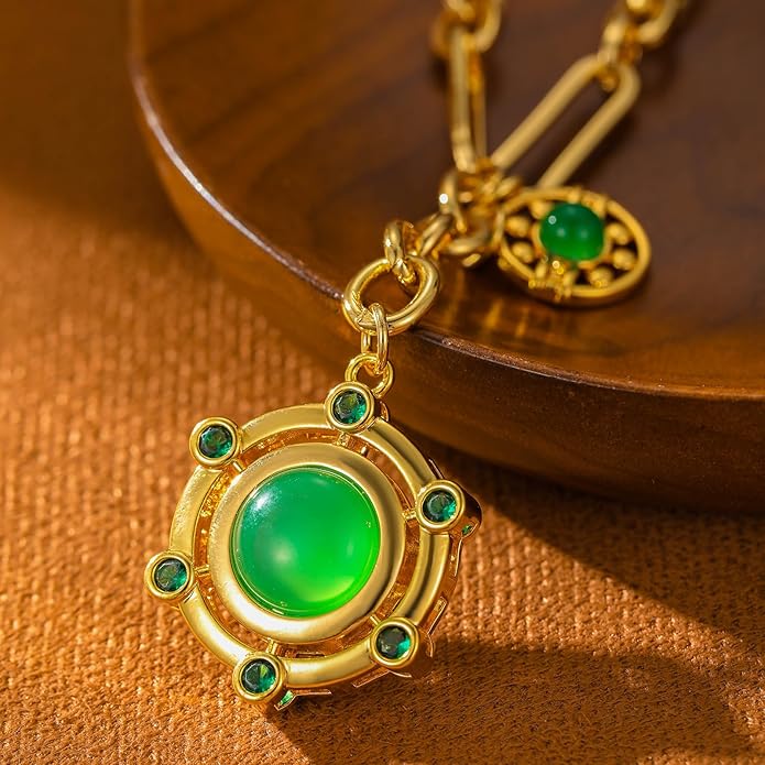 14K Gold-tone Sun Pendent Necklace for Women Chunky Gold Plated Necklace Unisex