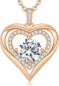 Valentine's Day Gift Moissanite Heart Pendant Necklaces for Women, 925 Sterling Silver Necklace Engraved with 'I LOVE YOU', Ideal Anniversary Birthday Jewelry Gifts for Mom Wife Girlfriend Daughter Her