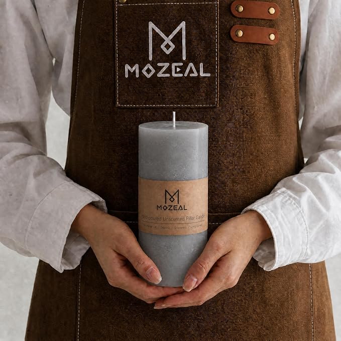 MOZEAL 3" x 4" Hand-Poured Unscented Candle, Dripless Pillar Candle Set of 3 - Image 2