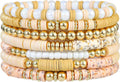 Heishi Beaded Stretch Bracelets for Women Stackable Polymer Clay Beads Bracelets Friendship Boho Summer Beach Bracelet Jewelry Set
