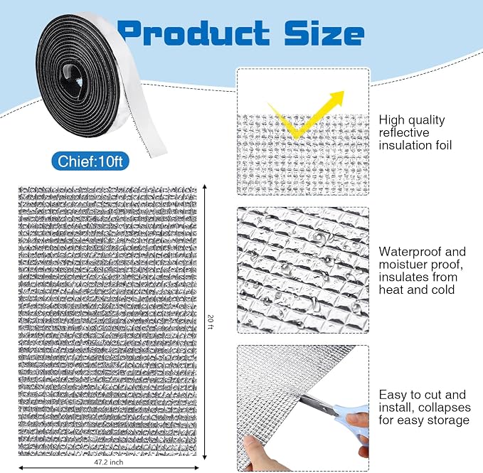 Frienda Rv Window Reflective Cover Camper Insulation Roll 47.2inchx20ft | - Image 2