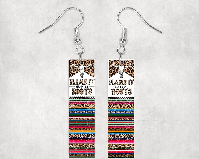 Earrings Handmade Bar Wood Earrings Light Weight Printed Image Dangle Earring Jewelry