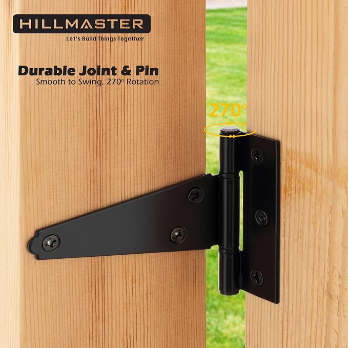 HILLMASTER 4 Inch T-Strap Hinges Shed Window Door Hinges Gate Strap Hinges - Image 2