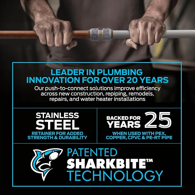 SharkBite Max 3/4 Inch Polybutylene Transition Coupling, Push to Connect Brass - Image 4