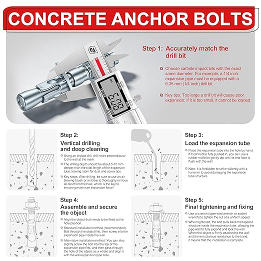 5/16 x 3 in Wedge Anchors 12 pcs Galvanized Concrete Anchors | Concrete Screw - Image 5