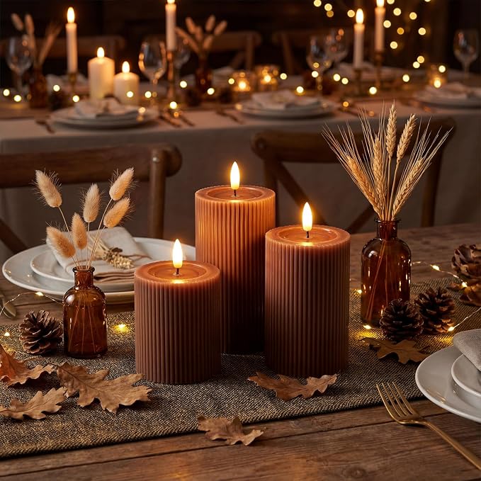 Fluted Ribbed LED Pillar Candles, - Image 9
