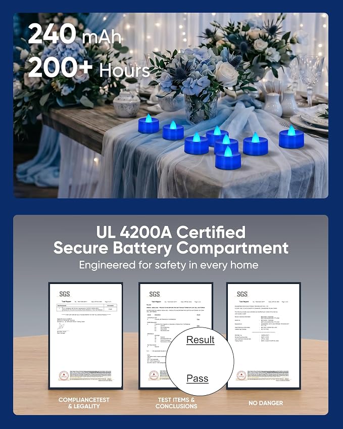 Homemory 50-Pack Navy Blue Flameless Battery Tealight Candles, 200+ Hours | - Image 3