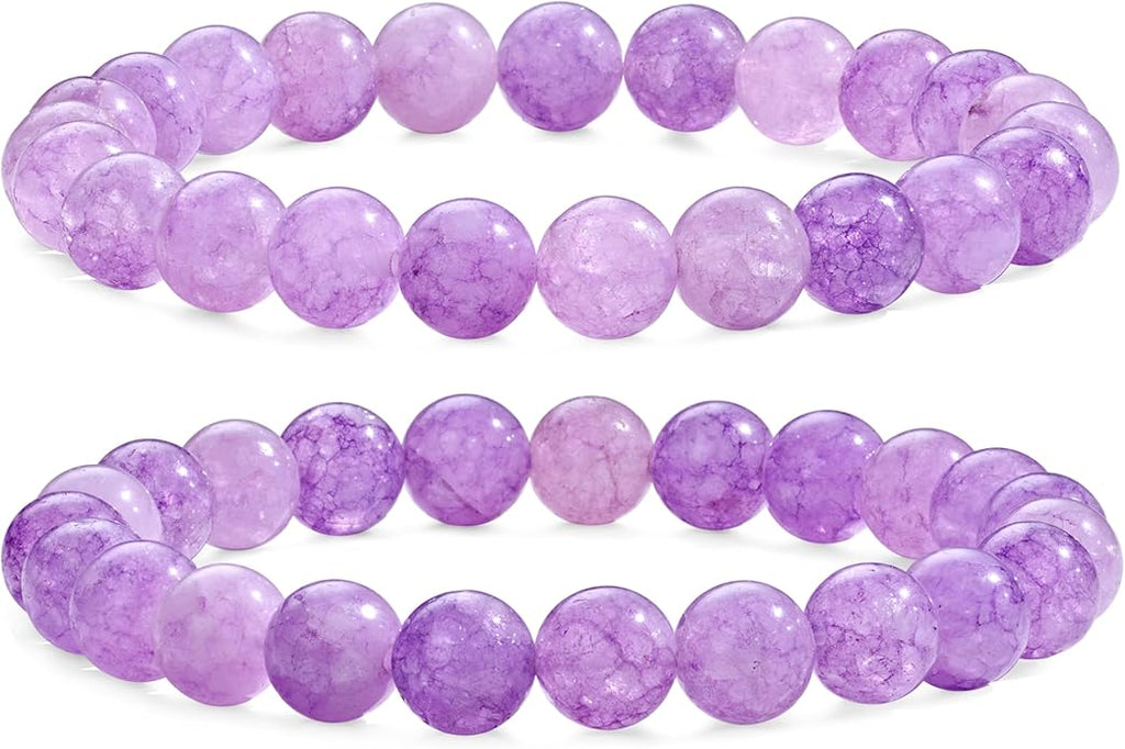 Bivei Natural Gemstone Semi Precious Healing Crystals Handmade Stretchy Round Beads Bracelet,Stocking Stuffers for Women Enhance Positive Energy