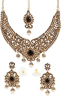 Touchstone Indian jewelry sets for women tikka wedding necklace costume guest statement bollywood rhinestones crystal faux pearls gold big royal neck piece set bridal fashion accessories