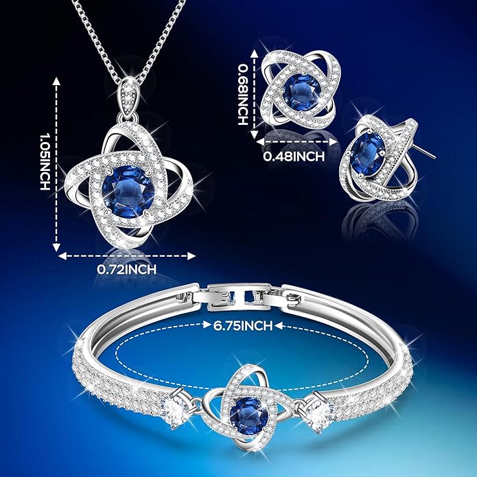 Celestiluck Crystal Jewelry Sets For Women 18K White Gold Plated Bracelet Necklace and Earrings Sets for Wife Girlfriend or Mothers Idea Gift for Special Women in Life