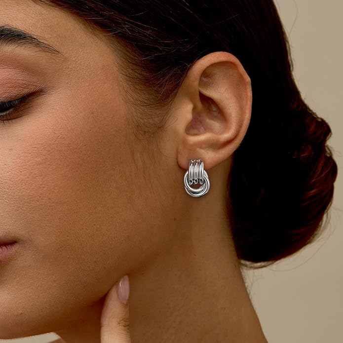 Trendy Gold Plated Knot Earrings for Women Chunky Statement Drop Dangle Earrings Lightweight Hypoallergenic Fashion Accessories Gold Jewelry Gifts for Womens