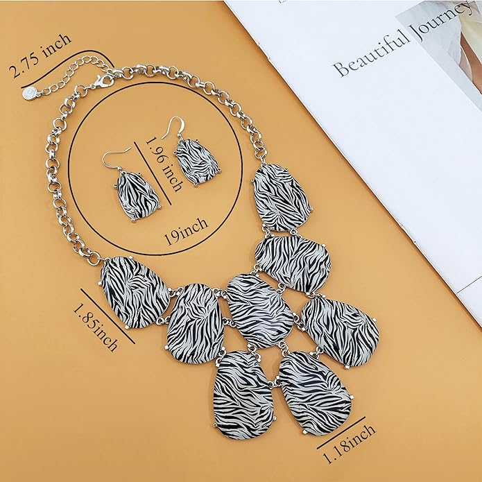 Firstmeet Chunky Bubble Statement Collar Necklace with Earrings for Women