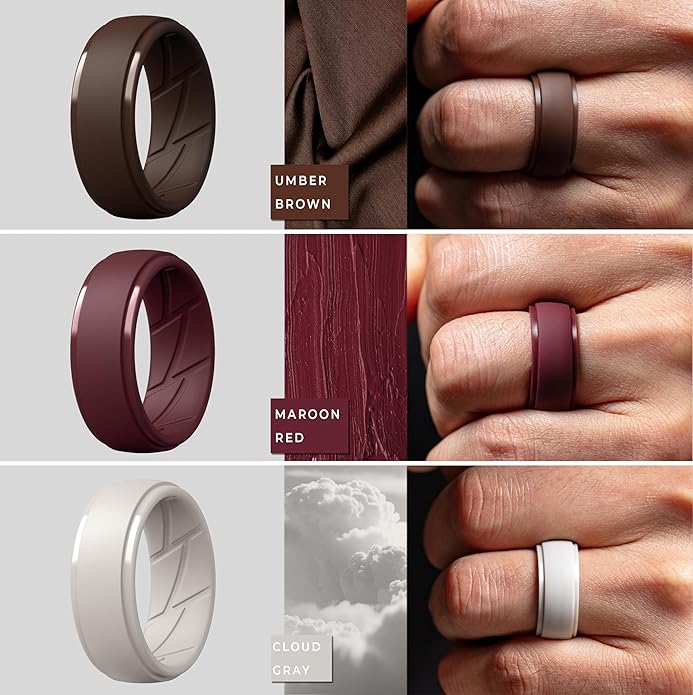 ThunderFit Men's Silicone Rings 10mm Wide 2.5mm Thick Rubber Bands, Breathable, Variety Multipack 1-10