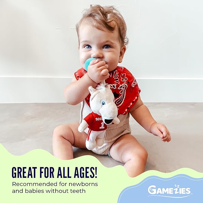 Gamezies Baby Boy and Girl Silicone Pacifier with Detachable Removable, Washable Plush Toy, Horse CPSIA Tested, BPA-Free 0-6 Months