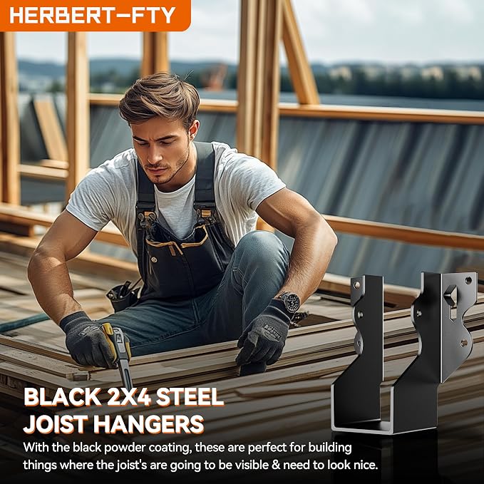50 Pcs 2x4 Joist Hangers Black, 18 Gauge Face Mount Joist Hangers 2x4 Deck - Image 3