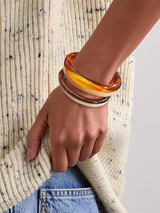 LILIE&WHITE Colorful Acrylic Bangle Bracelets For Women Resin Bangles Chic Vintage Gold Bracelet Chunky Bracelets Jewelry Gift