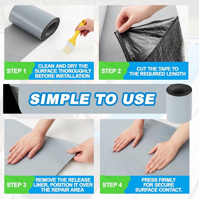 40in x 16.5ft Roof Waterproof Tape, Heavy Duty TPU Self-Adhesive Leak Repair - Image 3