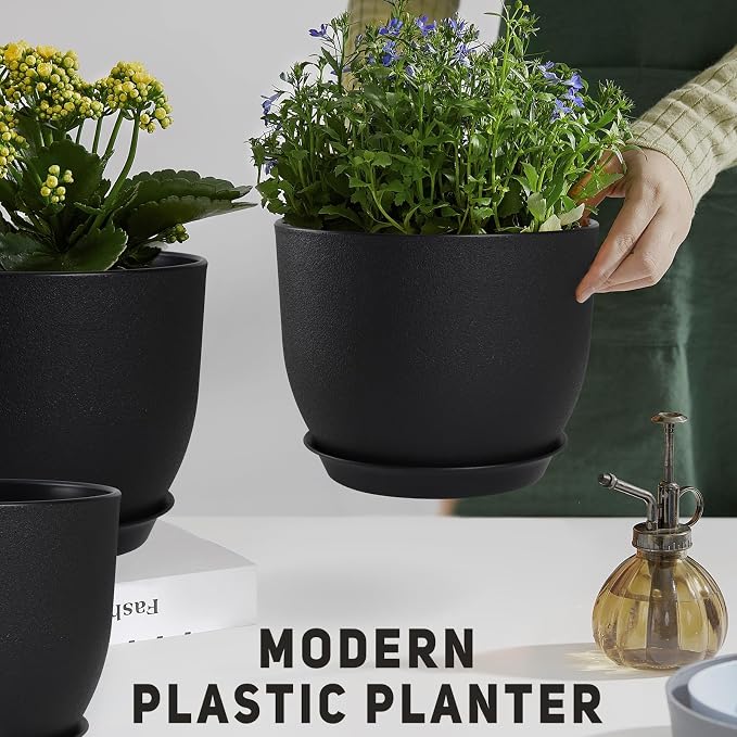 YNNICO Plant Pots 10/9/8/7.5/7 inch Set of 5, Flower Pots - Image 6