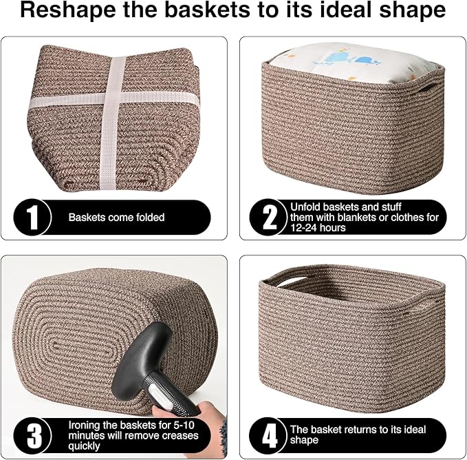 ICERZCZ Storage Baskets for Shelves Organizing, Woven Cotton Rope Baskets for - Image 7