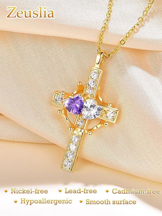 Valentine's Day Gifts for Wife 925 Sterling Silver Double Birthstone Pendant Necklaces I Love You for Always and Forever Necklace Anniversary Birthday Gifts for Wife Girlfriend Mom Her