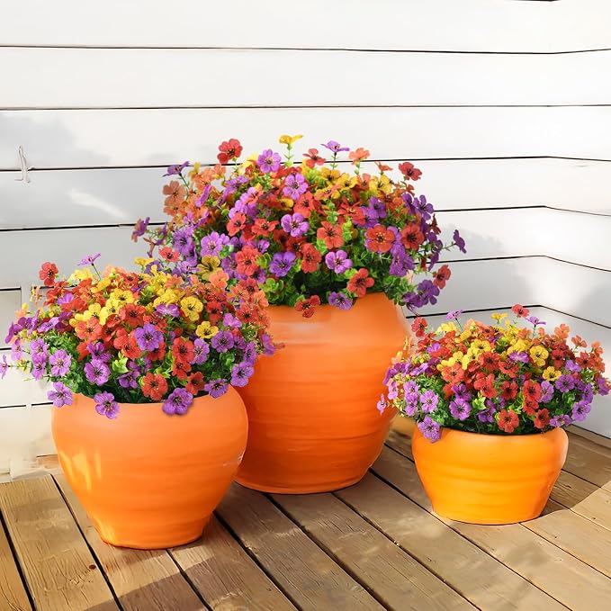 INQCMY Artificial Flowers for Outdoor Faux Plants Fake Flowers Spring Decor | - Image 4
