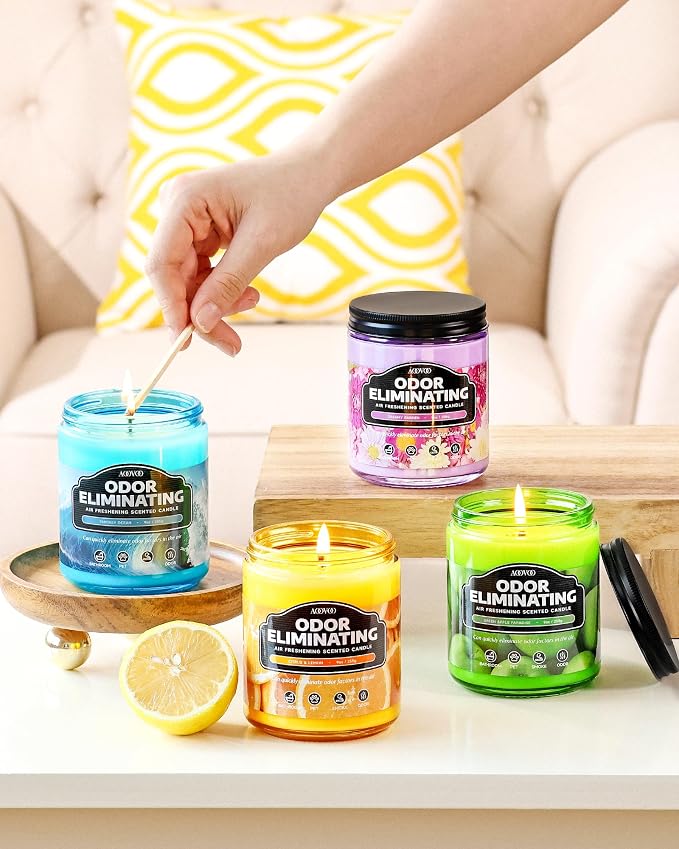 AOOVOO Green Apple Odor Eliminating Candle - 9 oz Soy Candles - Image 6