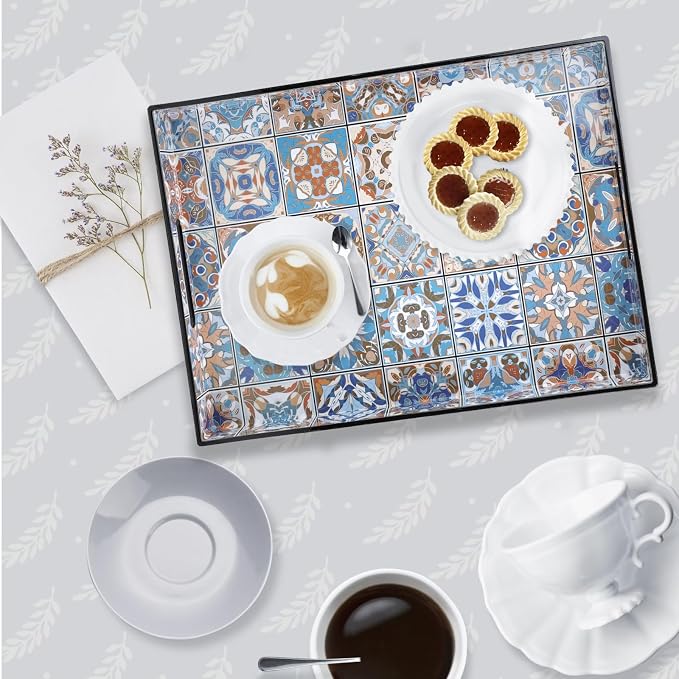 Spsyrine Serving Tray with Handles, Plastic Decorative Tray - Image 6