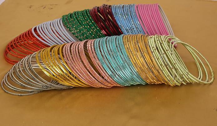 Touchstone indian bangles bracelets for women colorful churiyan set return gifts jewelry chudiya bulk pack bollywood metal bangle sets 12 textured vintage colors. Set of 144
