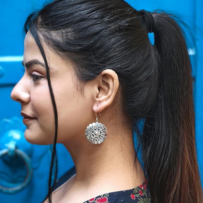 Real 925 Sterling Silver Fine Handmade Drop Dangle Earrings For Women Authentic Ethnic Tribal Boho Style Modern Fashion Unique Designer Party Jewelry Earring Jewelry By Artisans