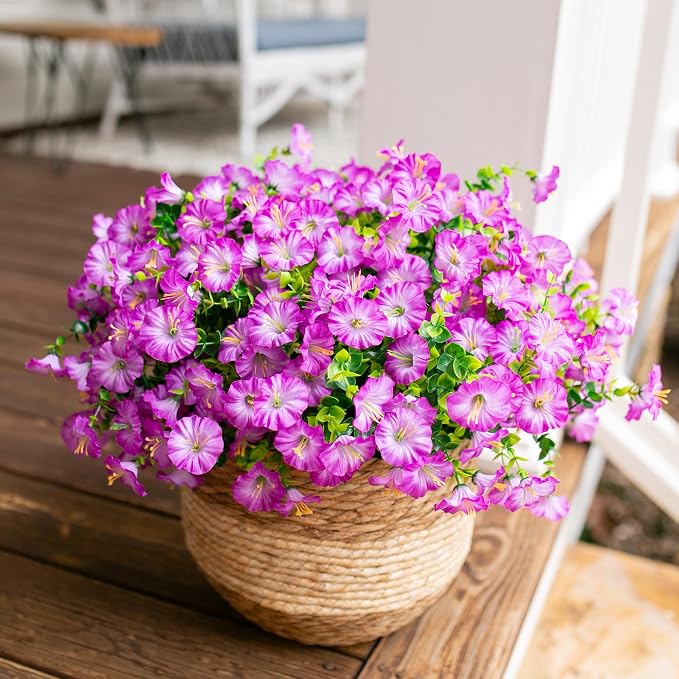 Artificial Flowers for Outdoors Fake Plants Outside Decoration, 12 Bundles Silk - Image 4