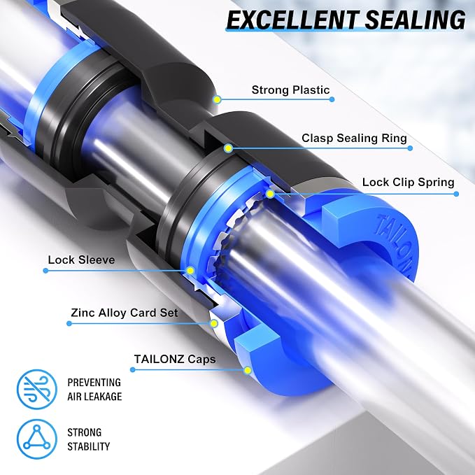 TAILONZ PNEUMATIC 1/4 Inch od Push to Connect Fittings Pneumatic Fittings Kit 2 - Image 4