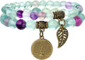 Bivei Natural Semi Precious Gemstone beads bracelet for women - Life Tree and Leaf Charm Energy Reiki Crystal Stretch Bracelets