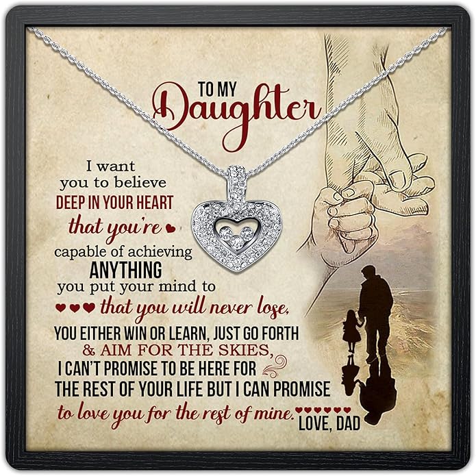 TRYNDI To My Daughter Necklace from Dad - Christmas Gifts for Daughter, Granddaughter, Daughter-In-Law, Women's Jewelry Gifts for Women Birthday, Valentine's Day, Mother's Day