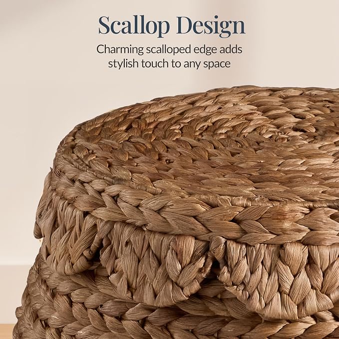 Best Choice Products Scalloped Multipurpose Hyacinth Storage Basket, Plant Décor - Image 4