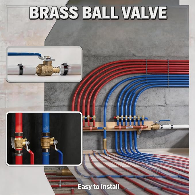 ‌VANCOCO PEX A Ball Valve 1/2", Lead-Free Brass PEX Shut Off Valve 1/2 inch - Image 4