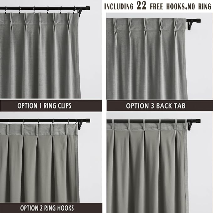 Kayne Studio Pewter Gray Velvet Pinch Pleated Back Tab Curtains 120 Inches | - Image 3